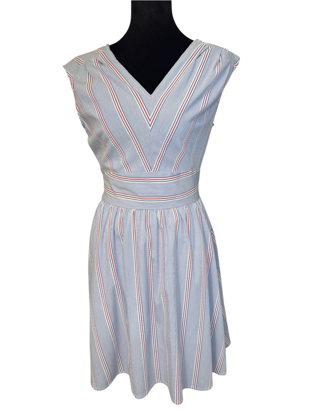 Vineyard Vines Light Blue Sleeveless Striped Midi Dress